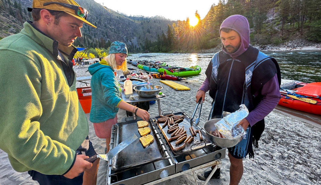 Guides cooking breakfast on the Main Salmon River