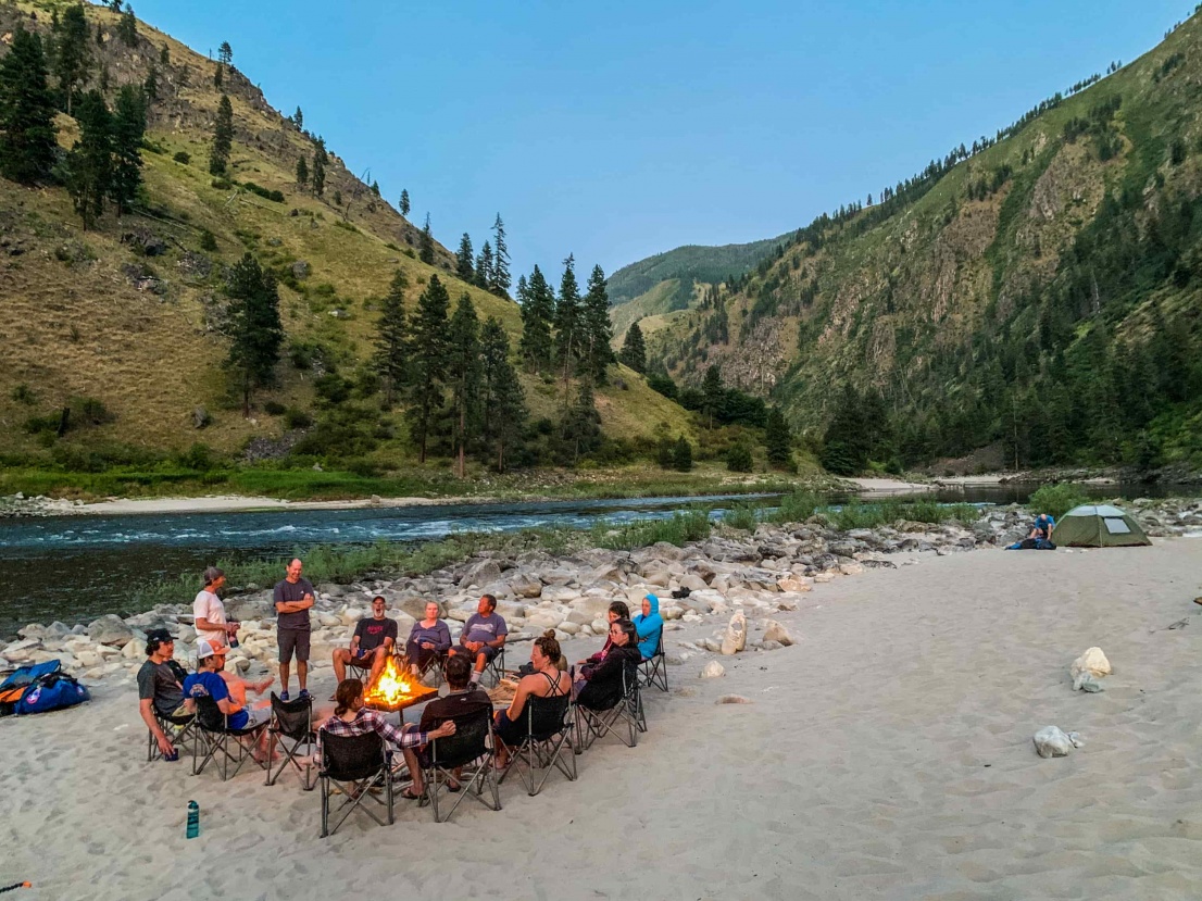 Enjoying a night around the campfire on the Main Salmon