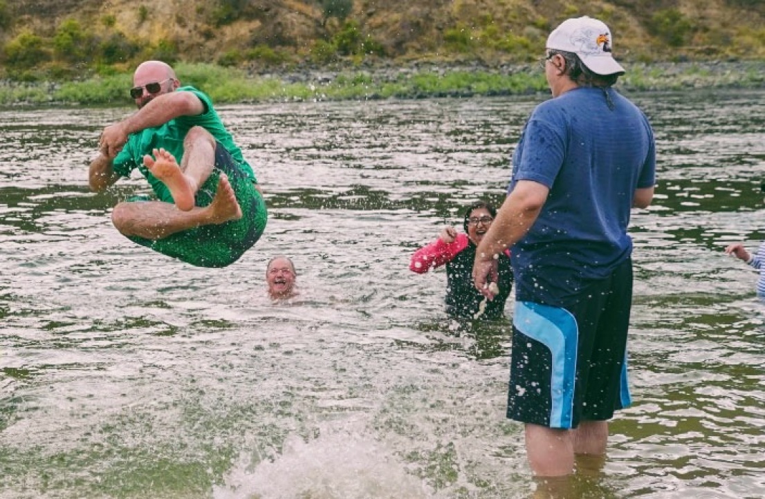 Matt swimming on the salmon river