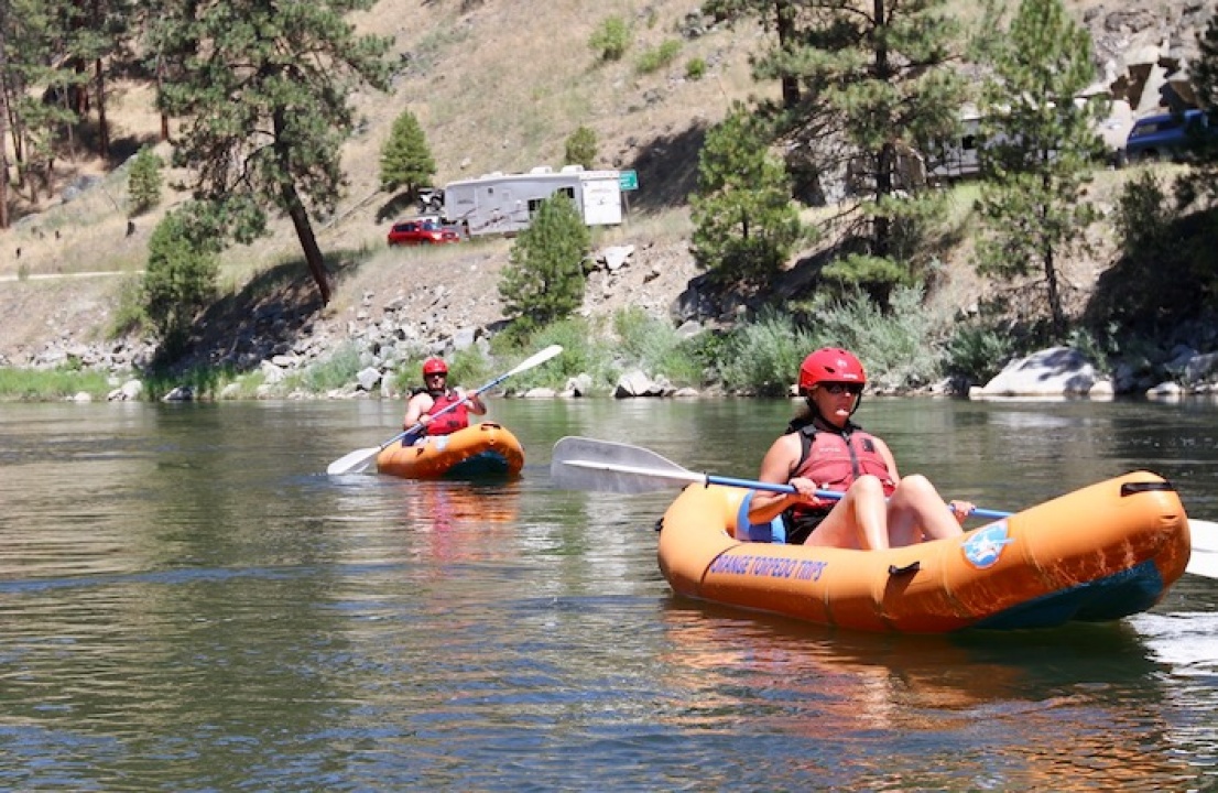 kayakers on the river in idaho