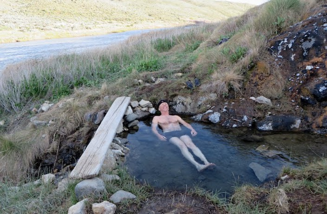 Sitting in a hotsprings on the Owyhee River