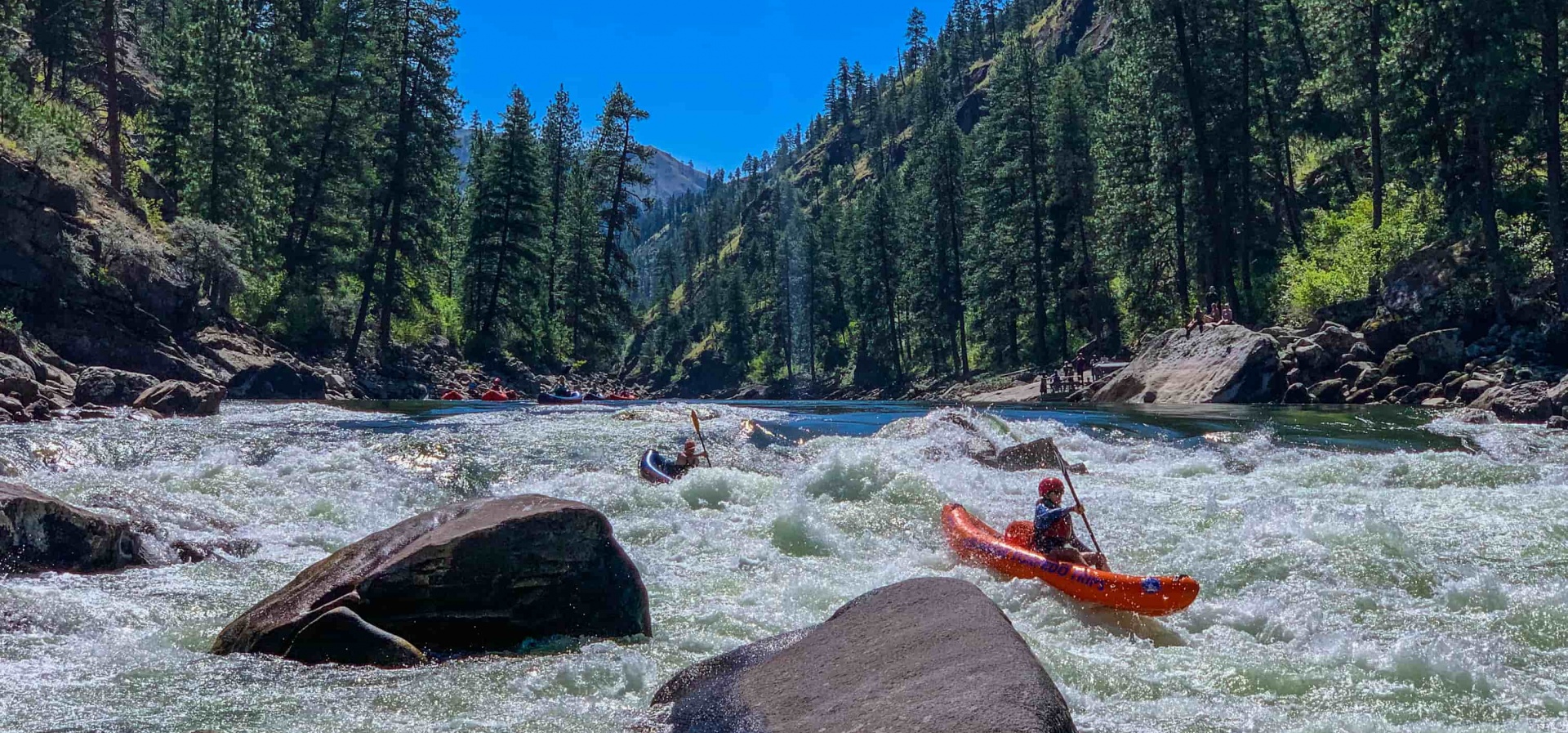 Kayak black canyon rapid on the Main Salmon River