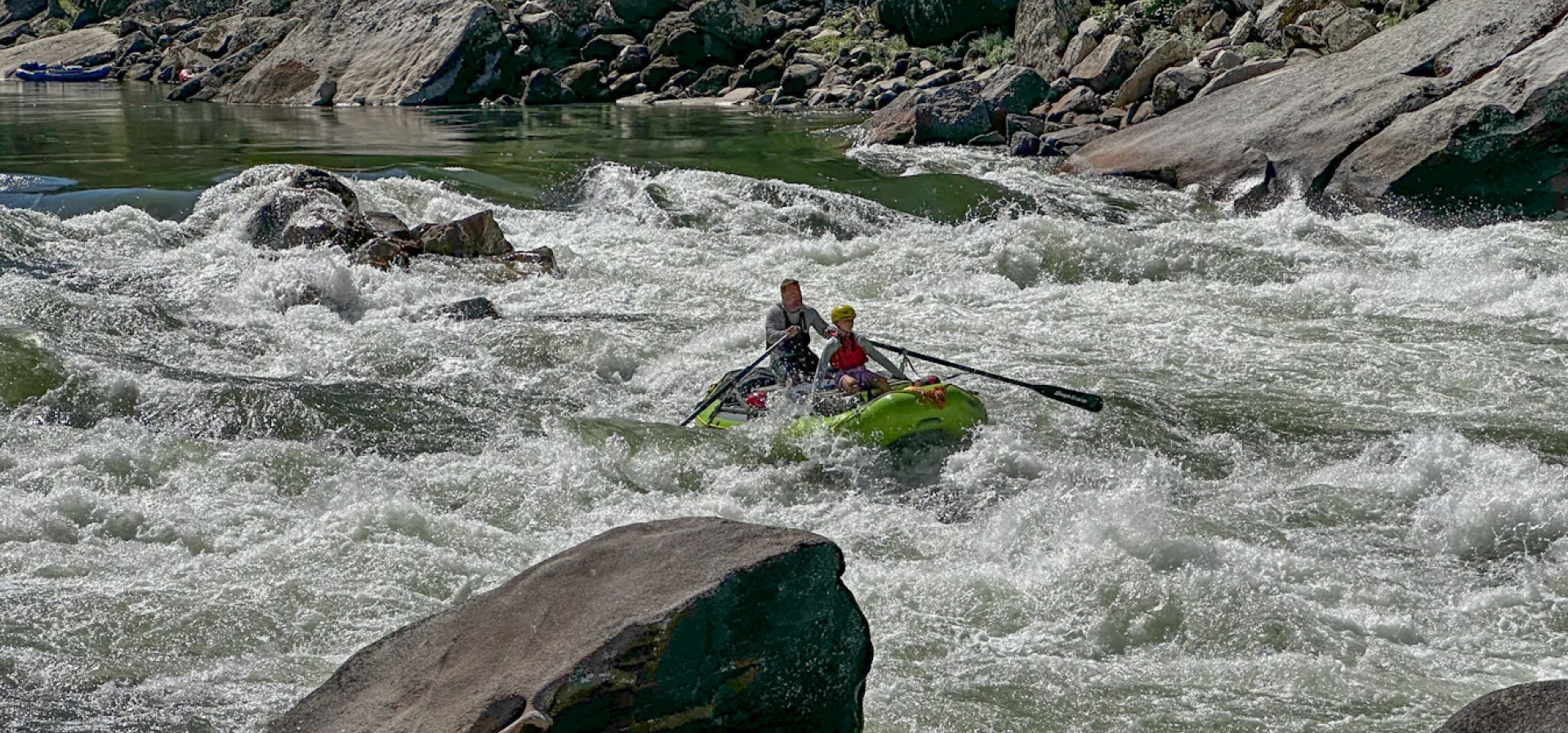 Rowing through Black Creek Rapid on the Main Salmon