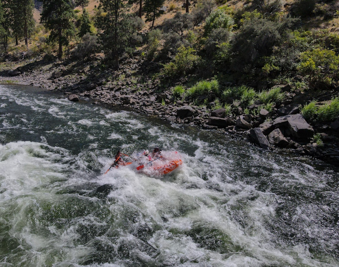 Raft in a big wave on the riggins section of the salmon river