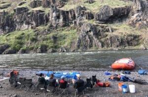 Clients relaxing in camp on the Grande Ronde River