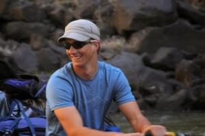 Erik rowing a raft on the Owyhee River